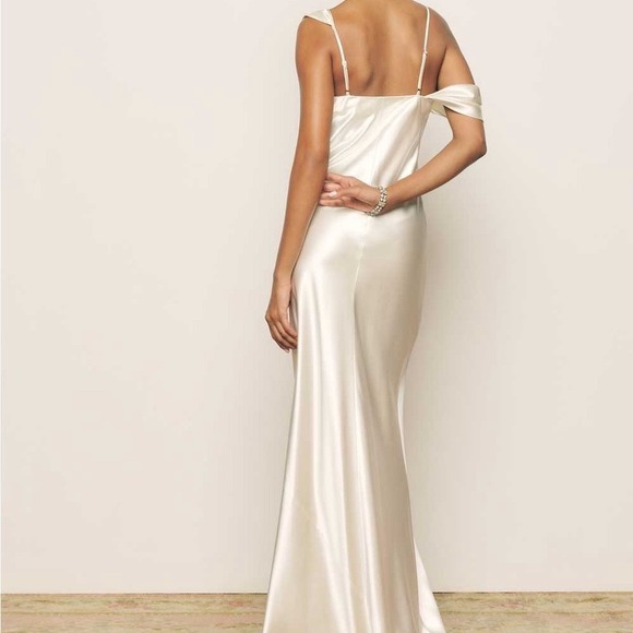 Reformation Ronda Silk Dress Wedding Ivory - Picture 6 of 12